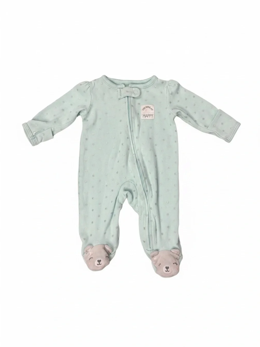 Baby Mint Green Zipper Footed One-Piece